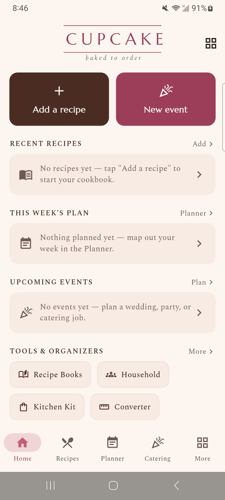 Home — recipes, this week’s plan, and tools
