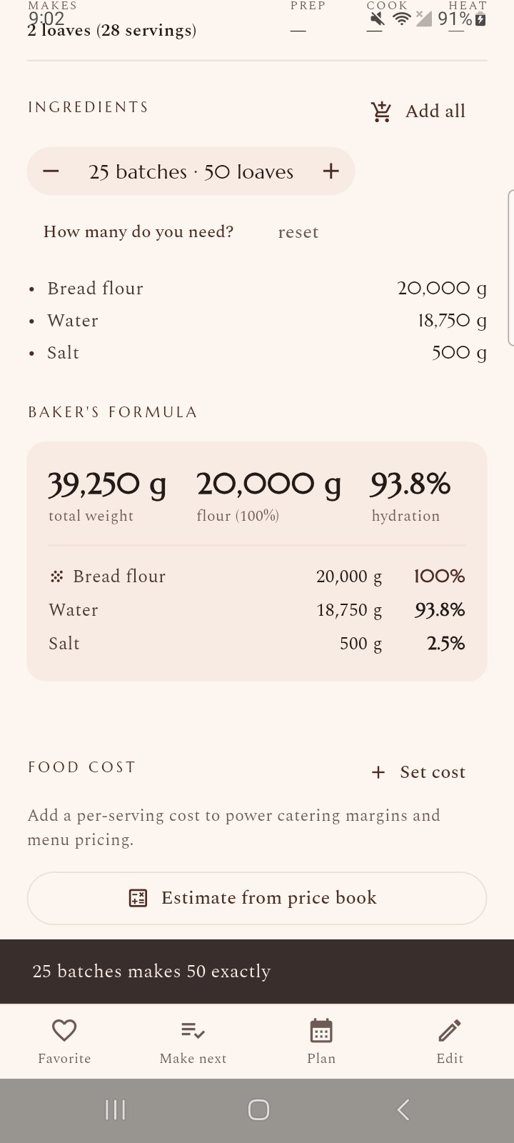 Scale to the order — whole batches, not fractions of a dough