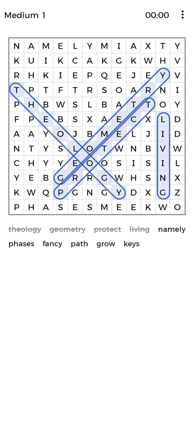 Word Search — every word placed once