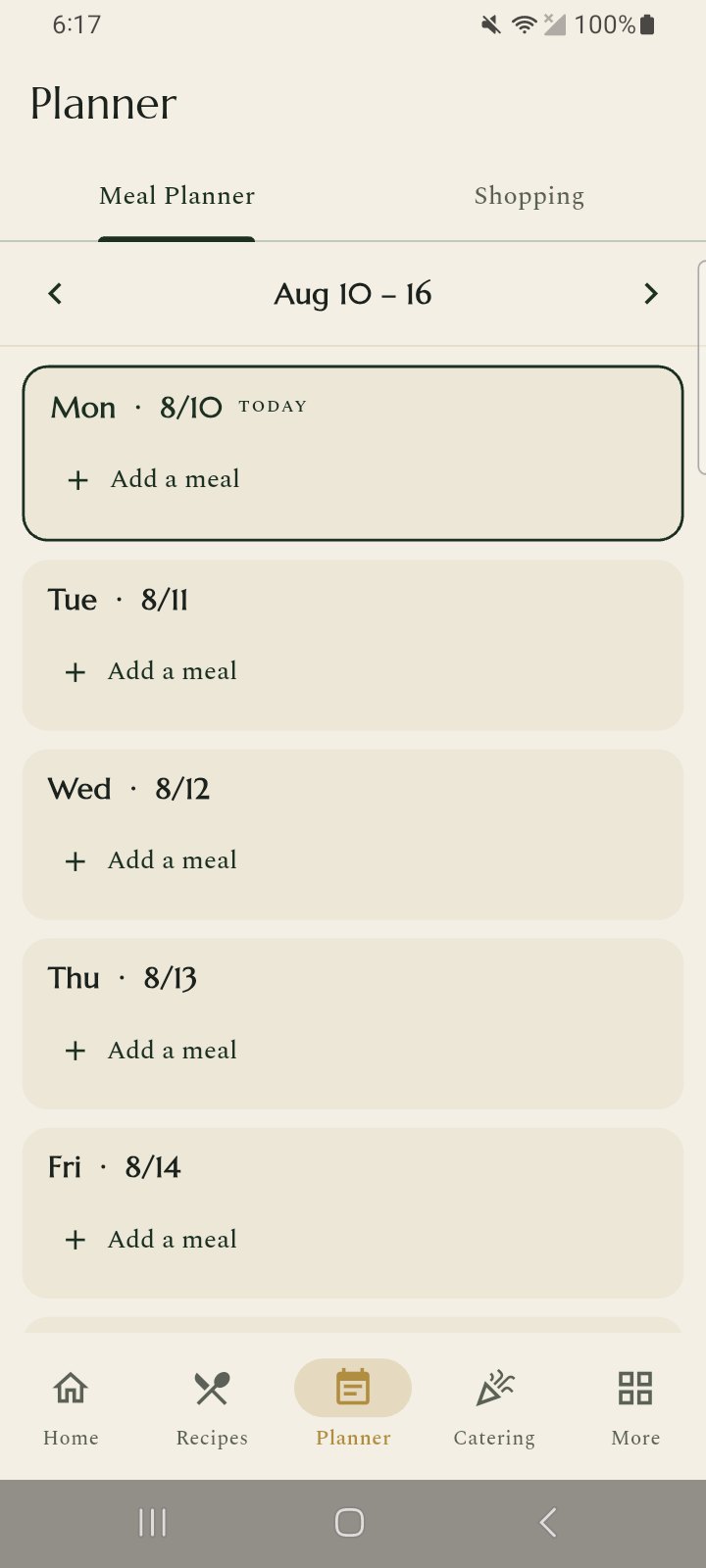 Meal planner — map the week, build the shopping list
