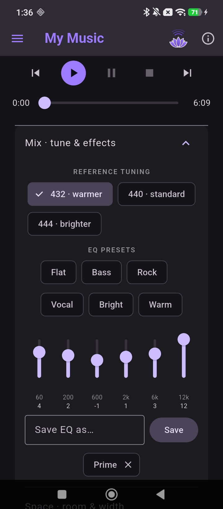 My Music — tune to 432 Hz with a full EQ