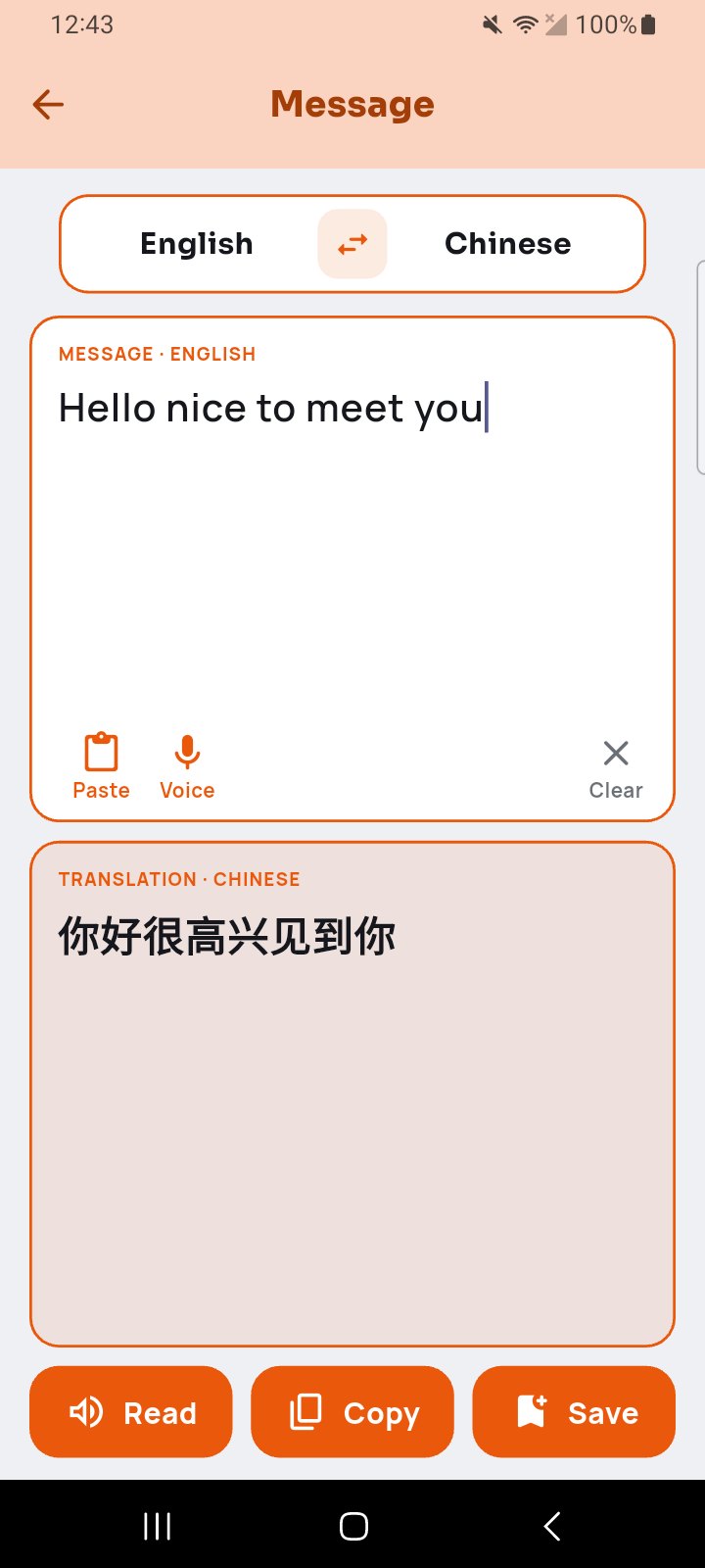 37 languages on-device (English → Chinese)
