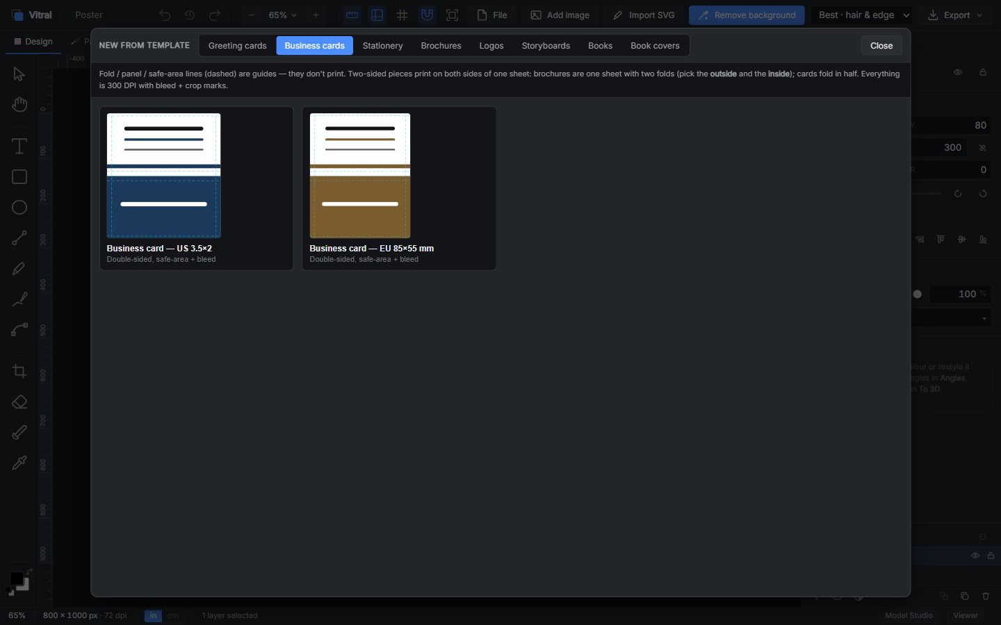 Templates — greeting cards, business cards, and more