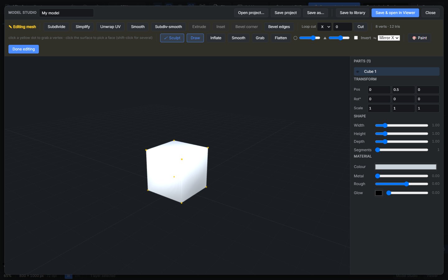 Model Studio — sculpt, paint and export a mesh