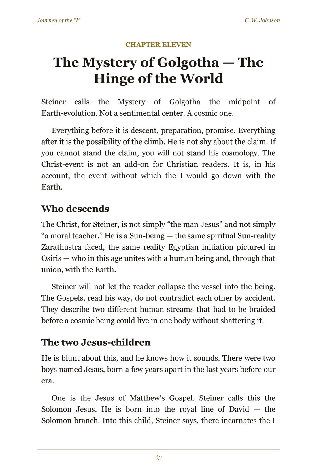 Chapter Eleven — The Mystery of Golgotha