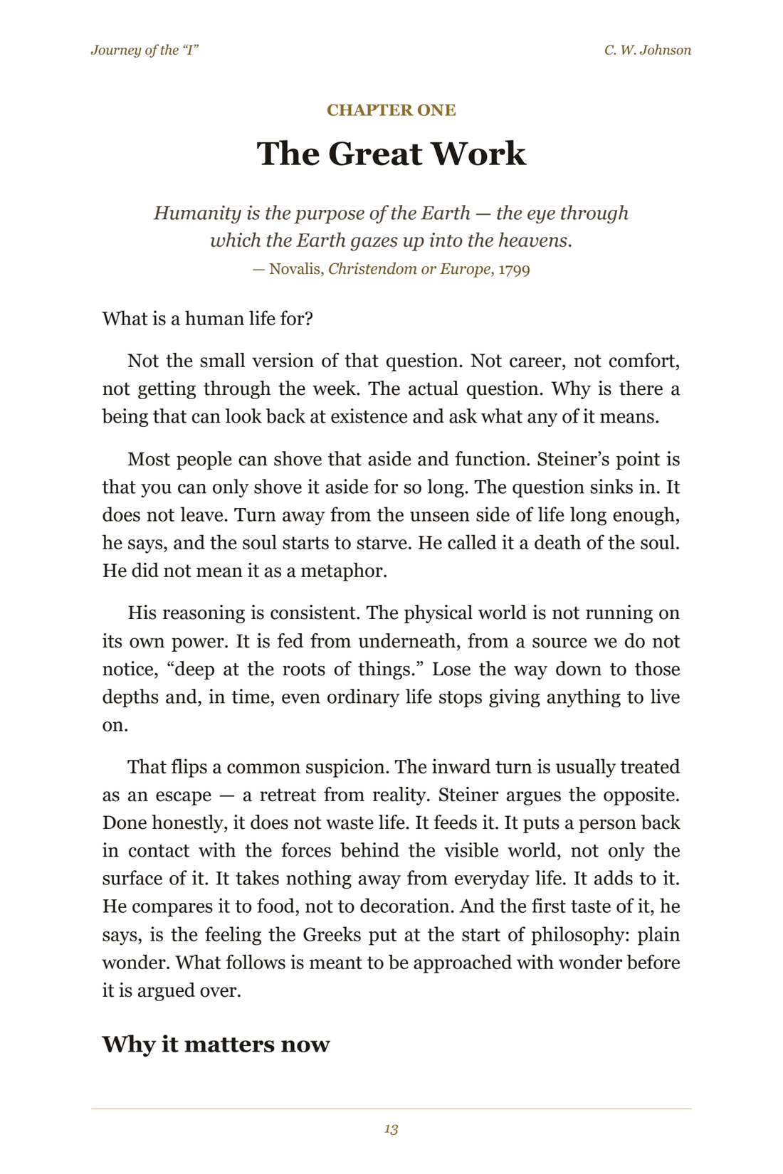 Chapter One — The Great Work