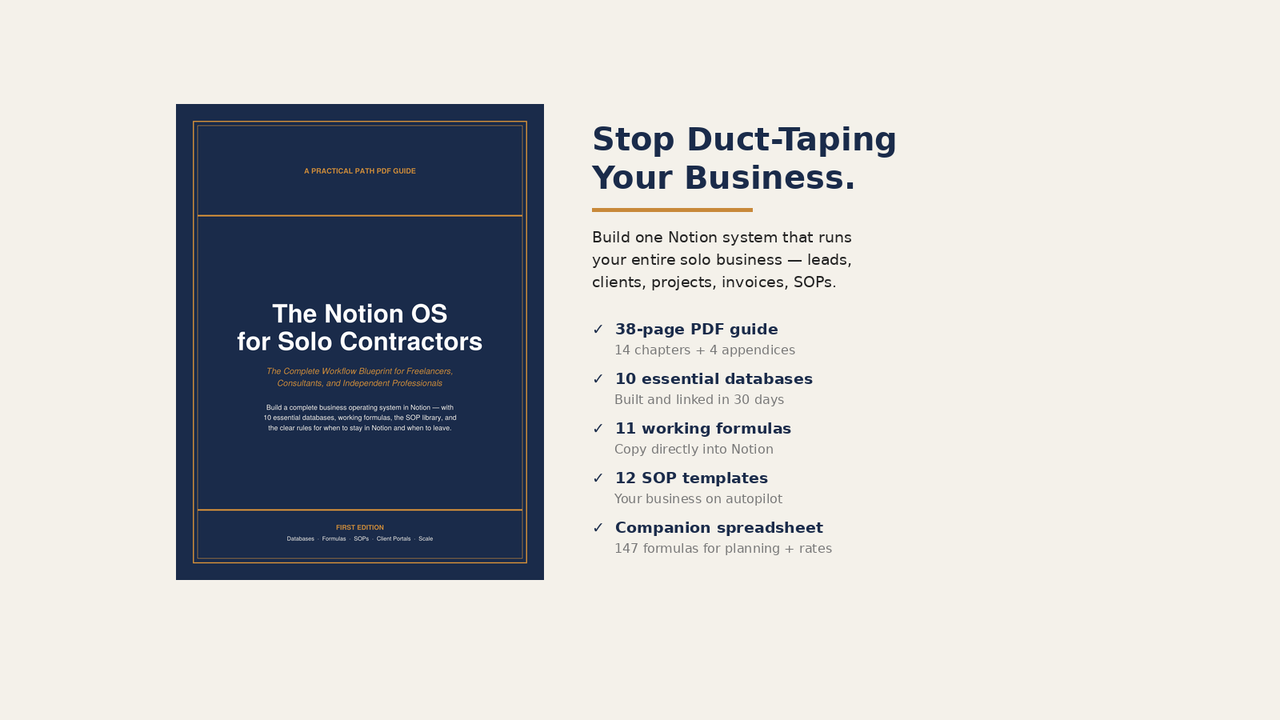 Cover of The Notion OS for Solo Contractors